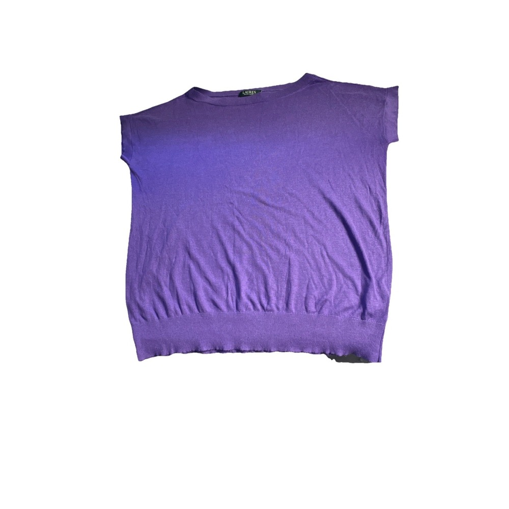 Lauren Ralph Lauren Purple Cap Sleeve Boat Neck‎  Knit Sweater Size L